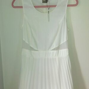 STUNNING White  ASOS Pleated Dress with cut out in back NWT Size 8
